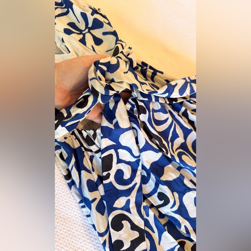 ZARA Blue & Black Floral Midi Maxi Dress w Cut-out Open Back - Picture 12 of 16
